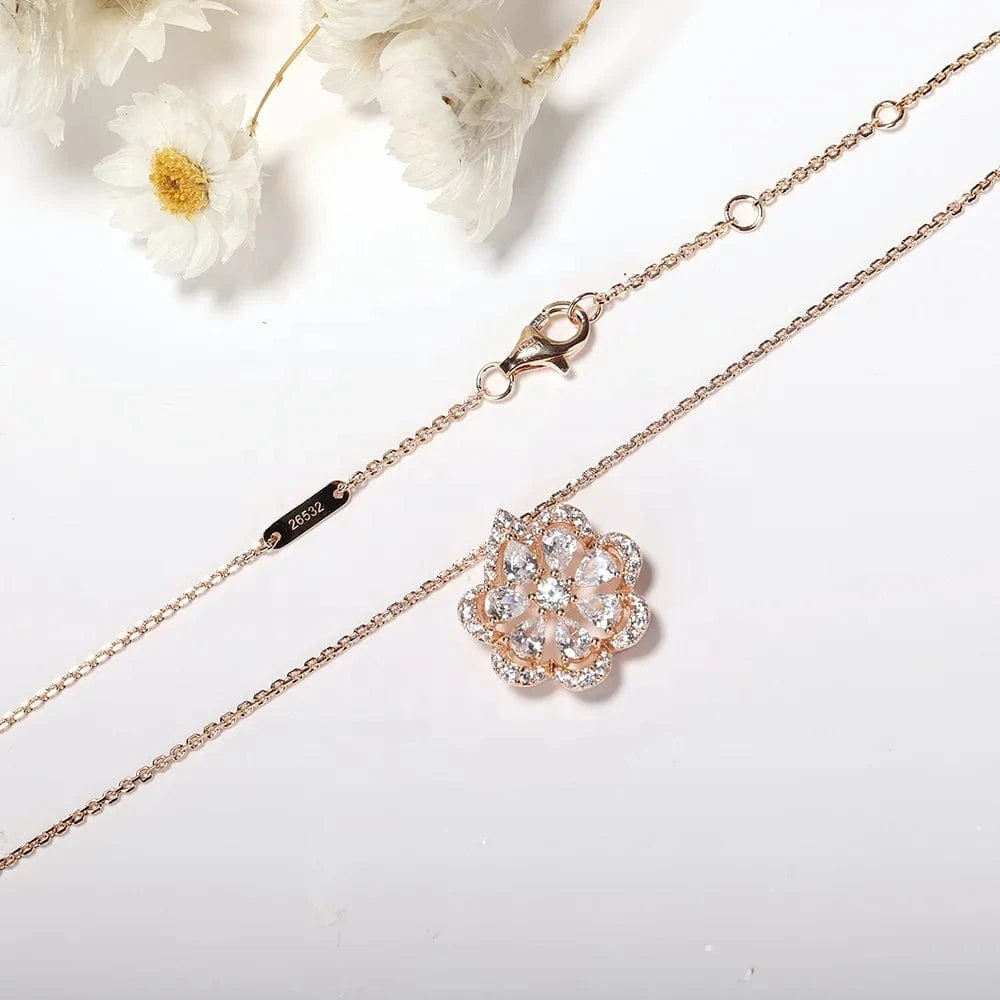 Lace Flower Necklace Plated 18K Exquisite And Generous Design Style 925 Sterling Silver Jewelry Factory Wholesale