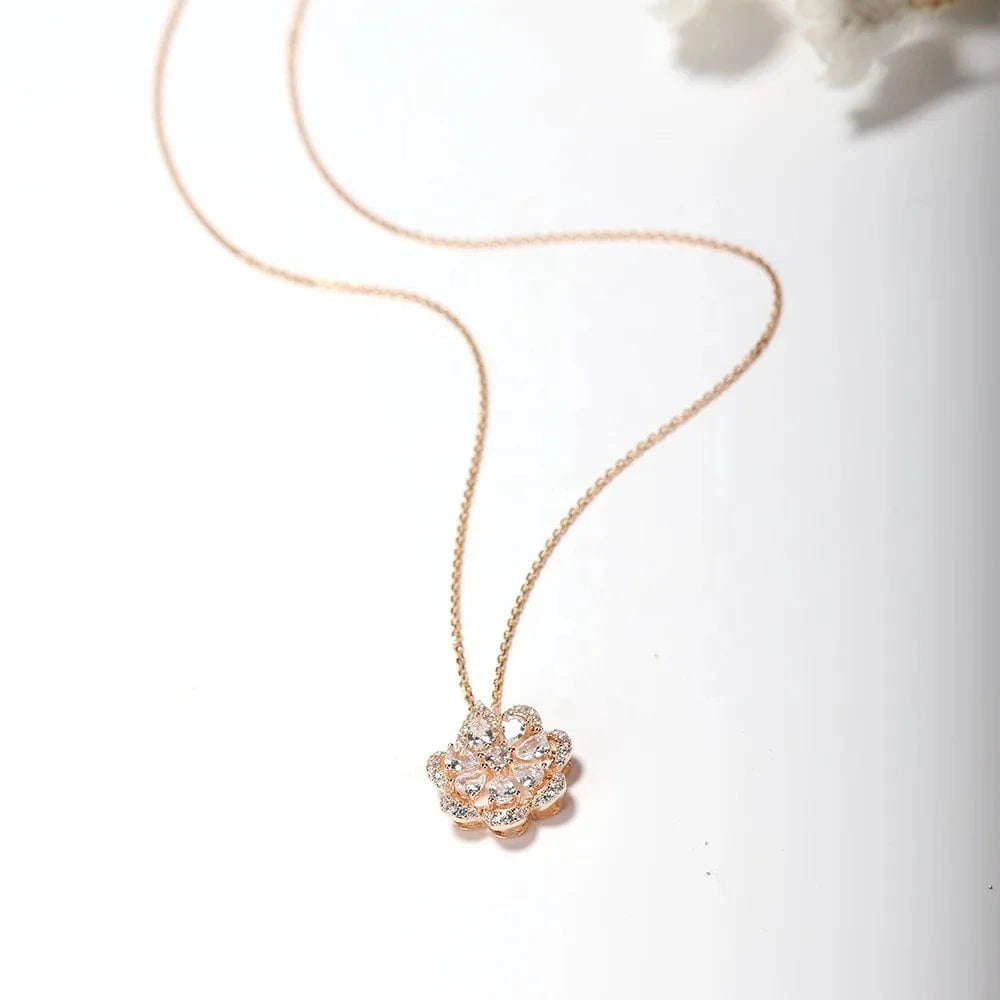 Lace Flower Necklace Plated 18K Exquisite And Generous Design Style 925 Sterling Silver Jewelry Factory Wholesale