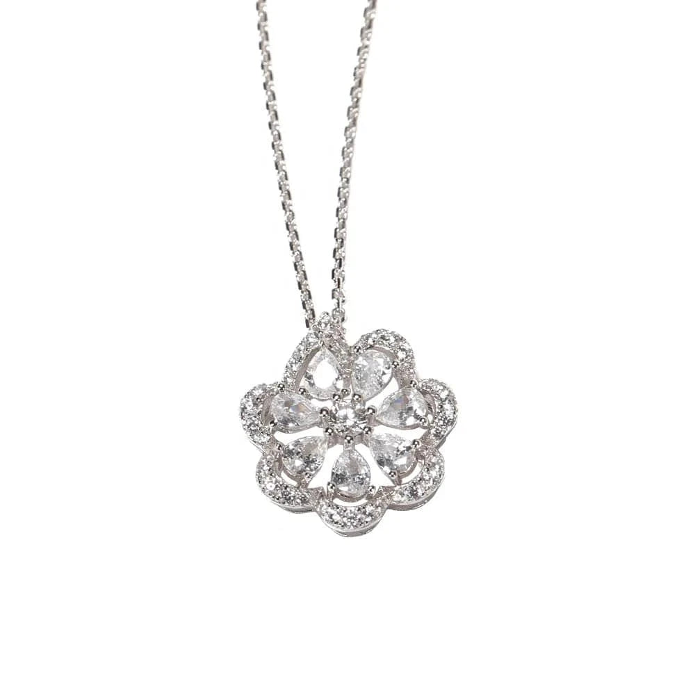 Lace Flower Necklace Plated 18K Exquisite And Generous Design Style 925 Sterling Silver Jewelry Factory Wholesale