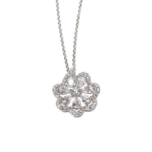 Lace Flower Necklace Plated 18K Exquisite And Generous Design Style 925 Sterling Silver Jewelry Factory Wholesale