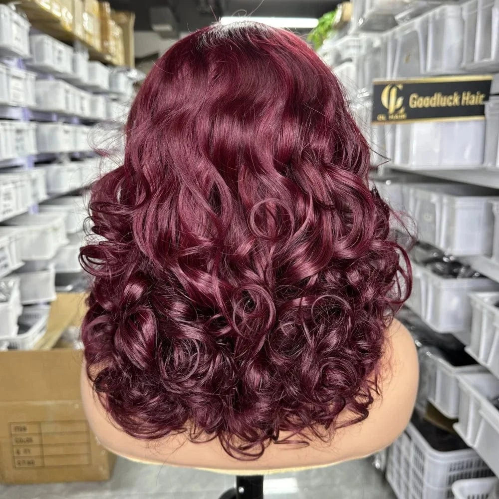 Lace Front Curly Bob Wigs Raw Vietnamese Virgin Human Hair Brown Ombre Highlight Bob Loose Wave Glueless Minimalist HD Lace Wig
