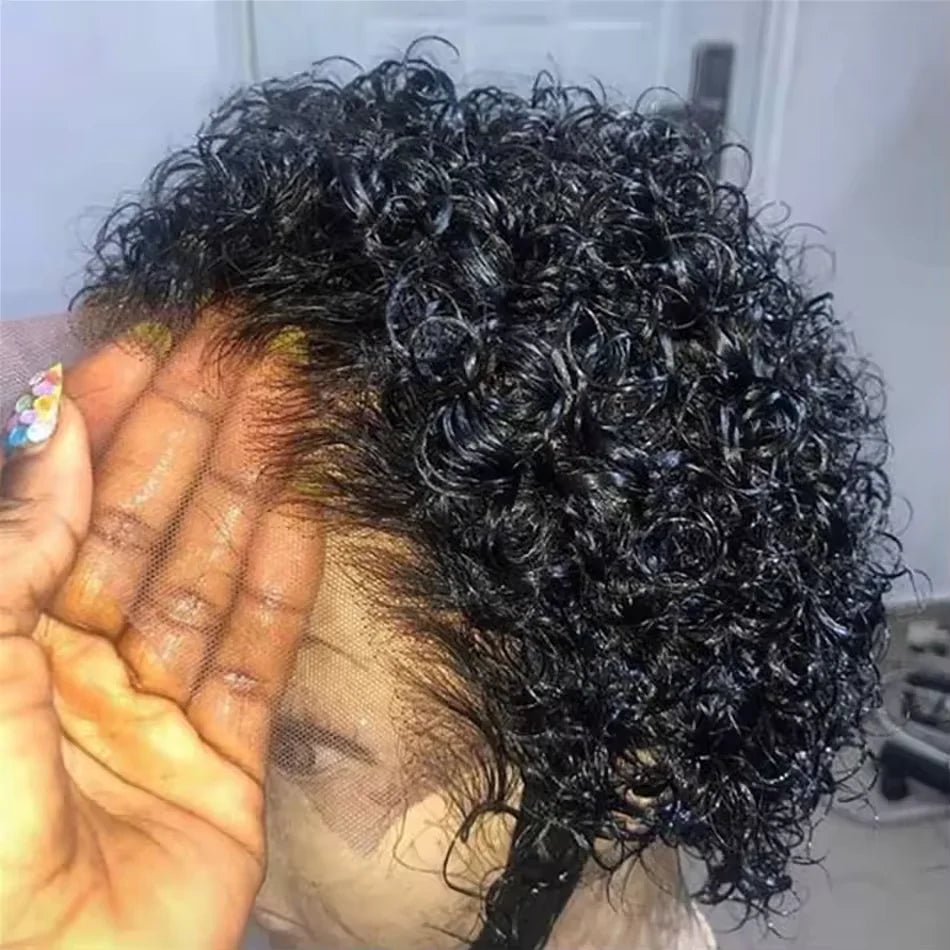 Lace Front Wig For Women Remy Human Hair Short Curly Water Wave Bob With Natural Look - SN Wigs & More
