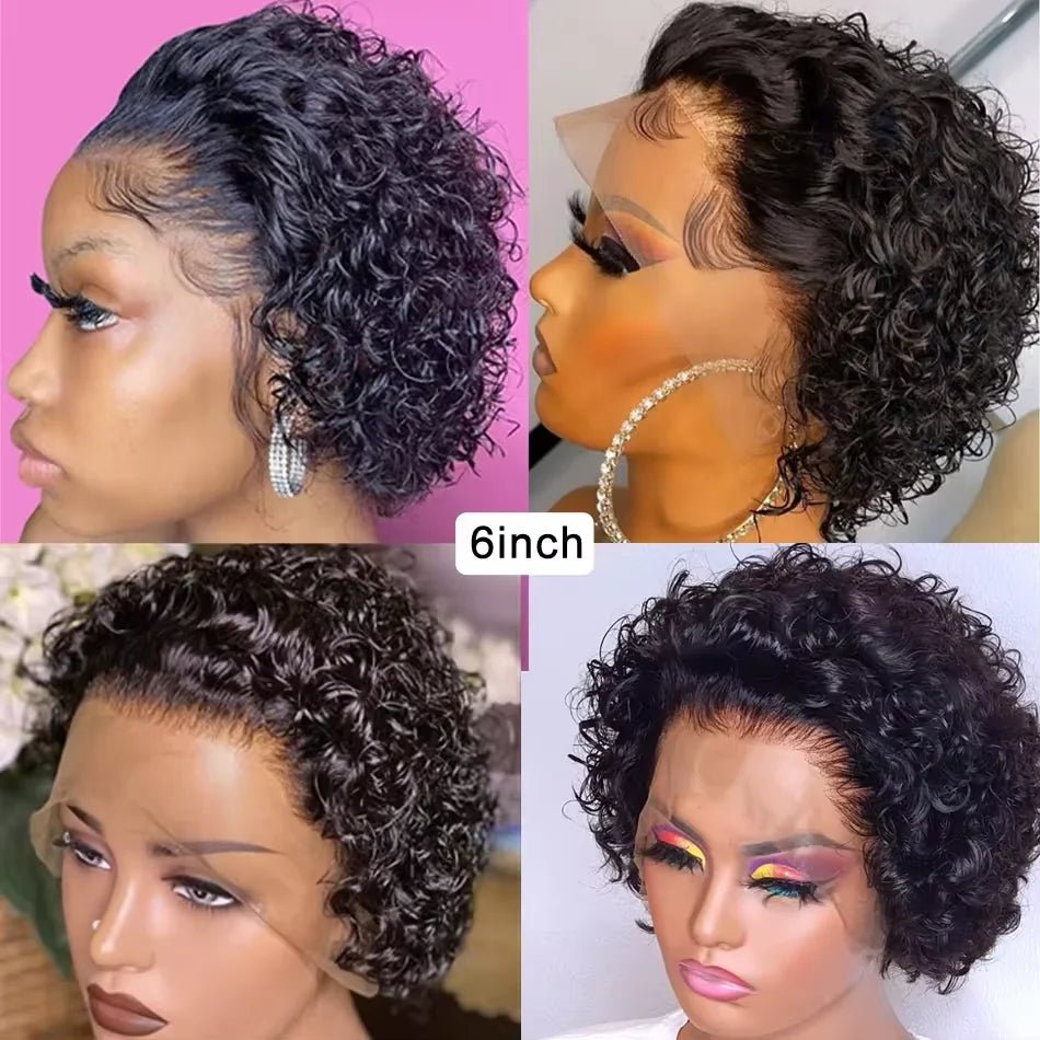 Lace Front Wig For Women Remy Human Hair Short Curly Water Wave Bob With Natural Look - SN Wigs & More