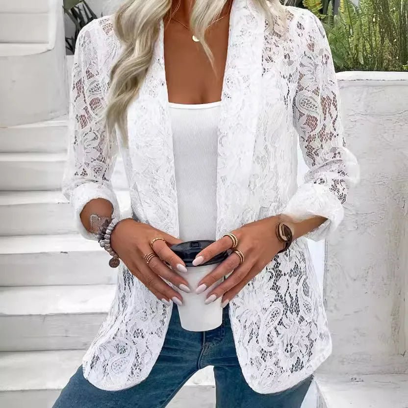 Lace Jacket Two - Tone Black White + Lightweight + Elegant Style - SN Wigs & More