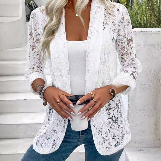 Lace Jacket Two - Tone Black White + Lightweight + Elegant Style - SN Wigs & More
