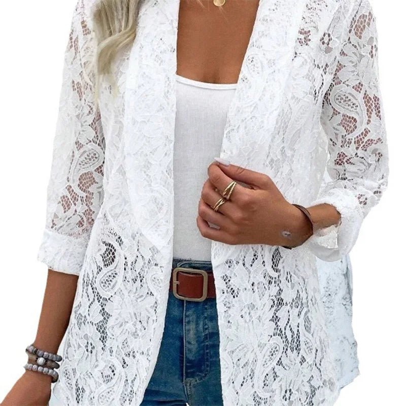 Lace Jacket Two - Tone Black White + Lightweight + Elegant Style - SN Wigs & More
