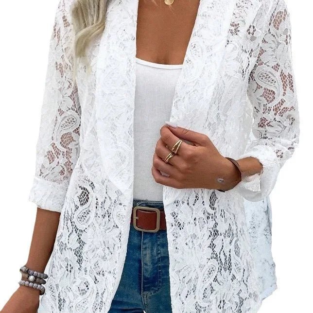 Lace Jacket Two - Tone Black White + Lightweight + Elegant Style - SN Wigs & More