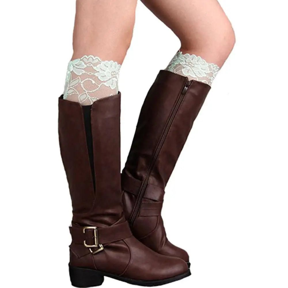 Lace Leg Warmers With Floral Trim - Romantic Style - SN Wigs & More