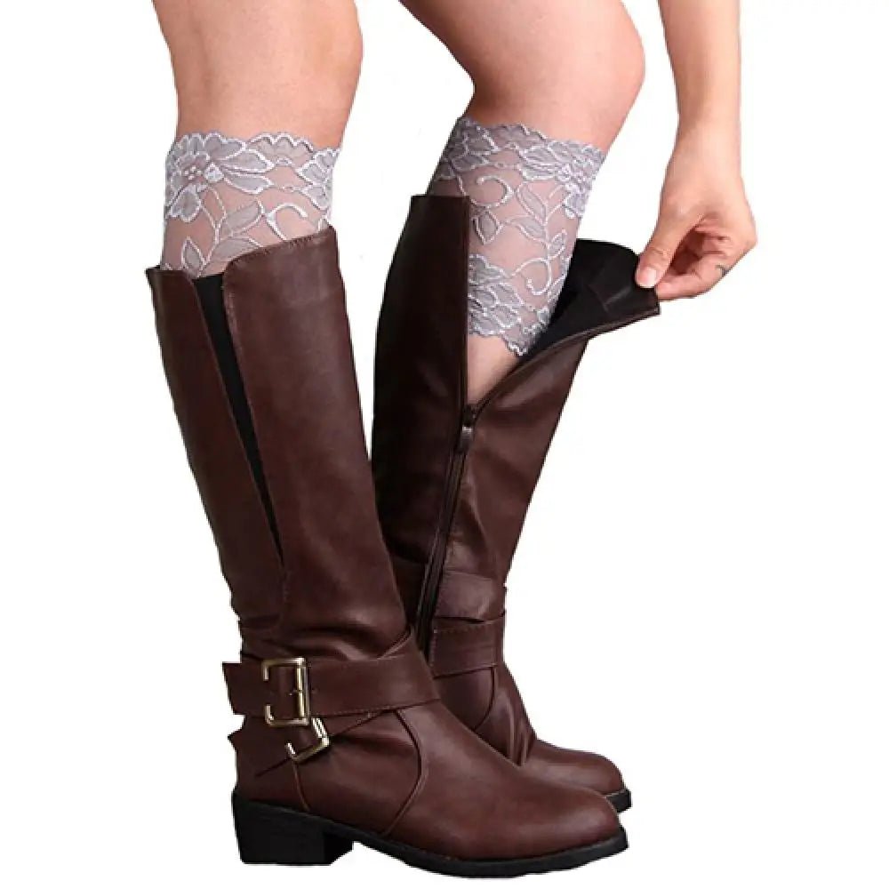 Lace Leg Warmers With Floral Trim - Romantic Style - SN Wigs & More