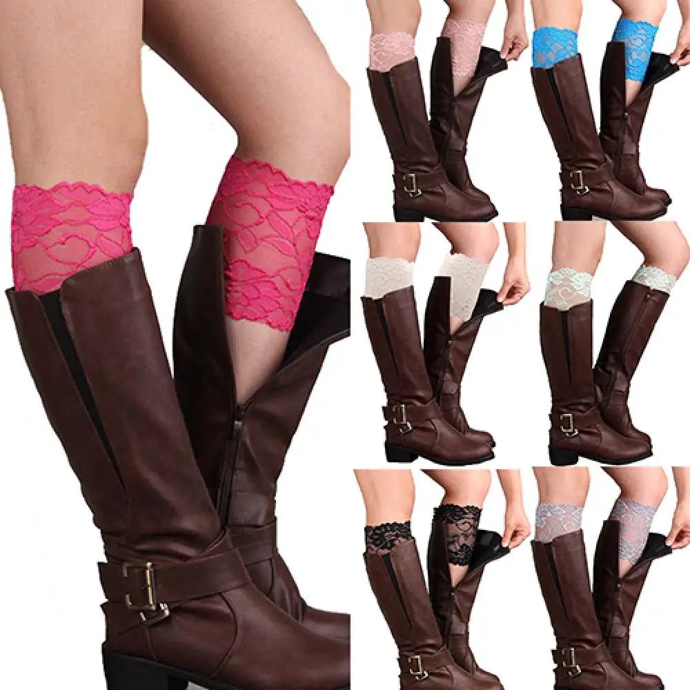 Lace Leg Warmers With Floral Trim - Romantic Style - SN Wigs & More