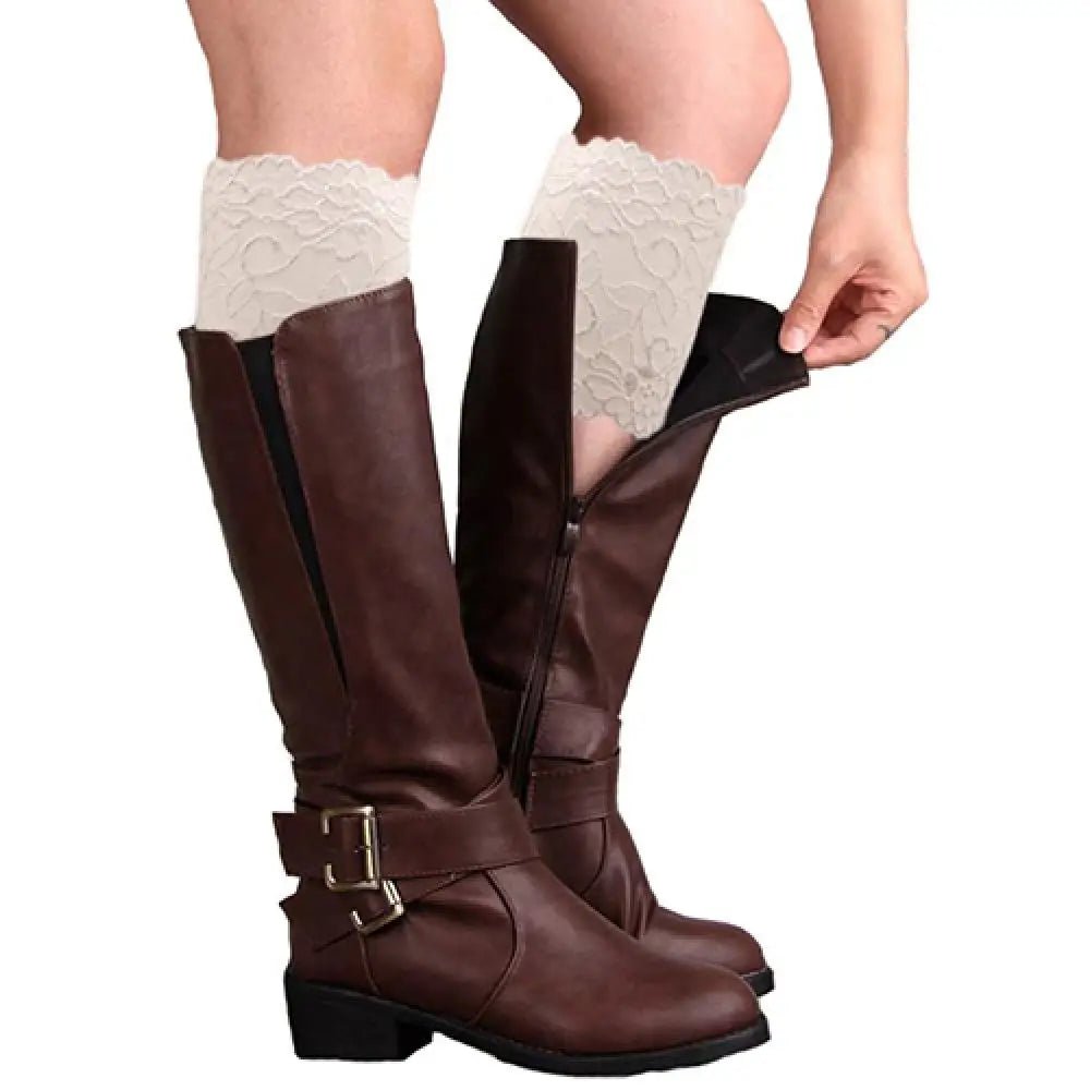 Lace Leg Warmers With Floral Trim - Romantic Style - SN Wigs & More