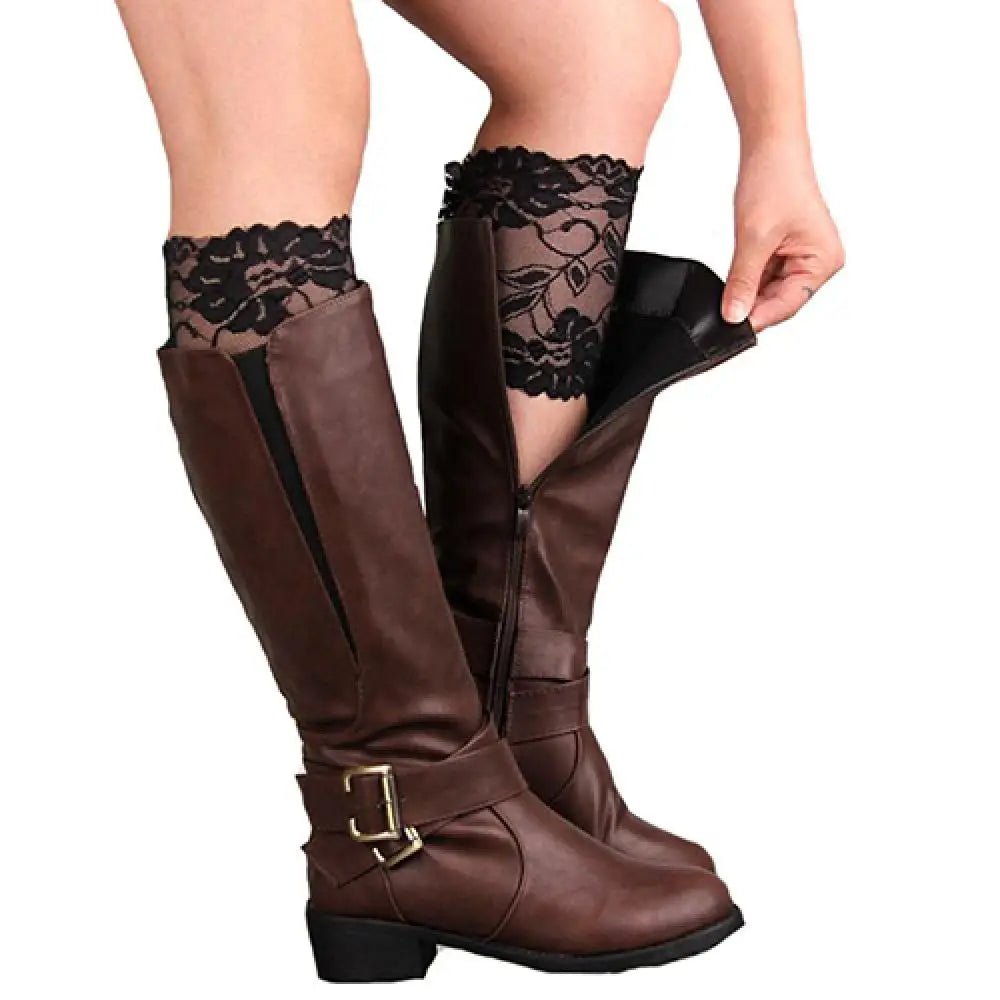 Lace Leg Warmers With Floral Trim - Romantic Style - SN Wigs & More