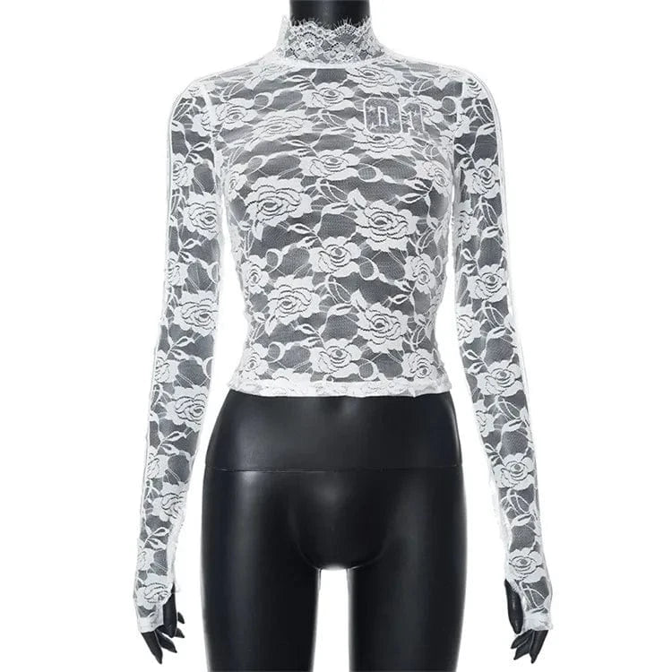 Lace O-neck Mesh Sheer Long Sleeve Crop Top Bow Back Bandage Knitted Mini Skirts 2024 Evening Party Women 2 Piece Sets