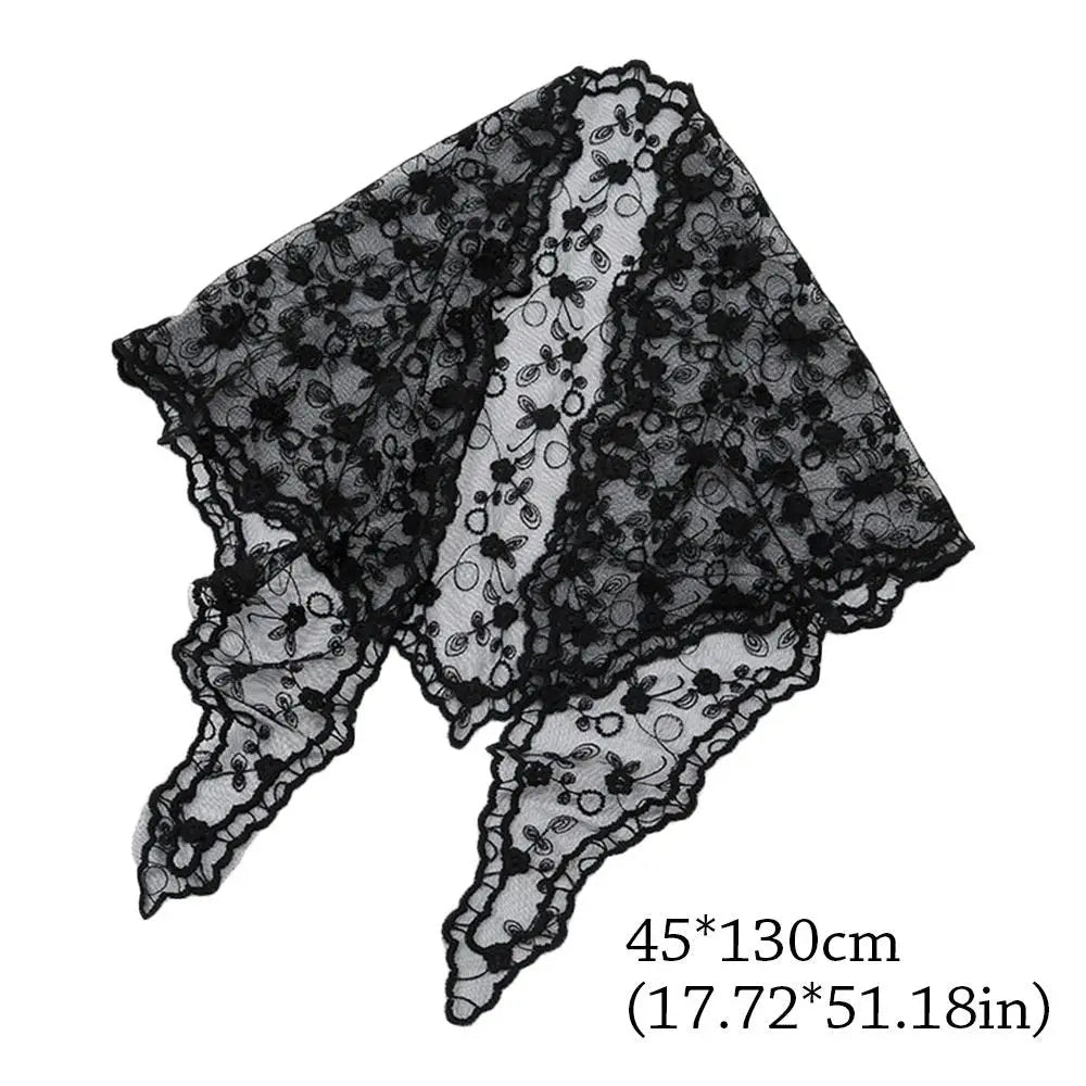 Lace Triangle Scarf - Soft Cotton - Floral Summer Style - SN Wigs & More