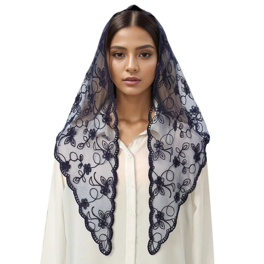 Lace Triangle Scarf - Soft Cotton - Floral Summer Style - SN Wigs & More
