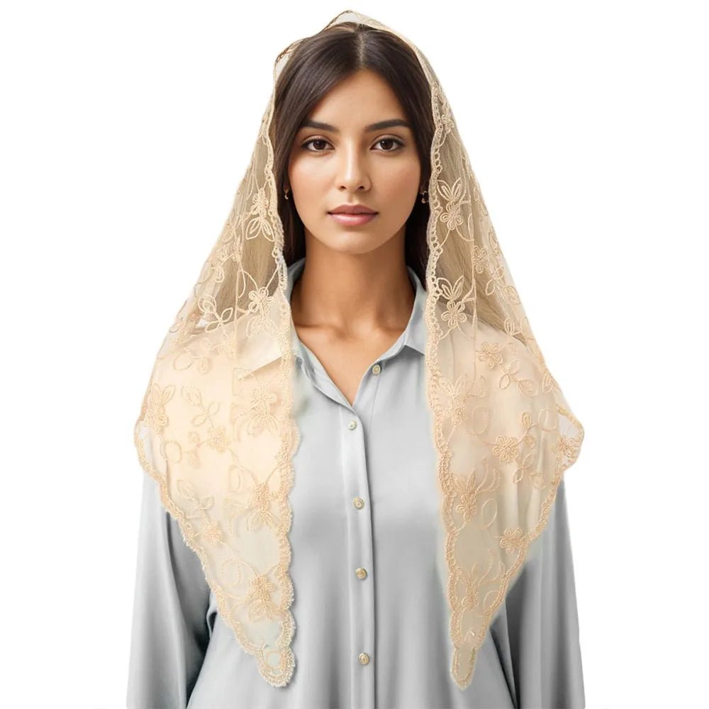 Lace Triangle Scarf - Soft Cotton - Floral Summer Style - SN Wigs & More