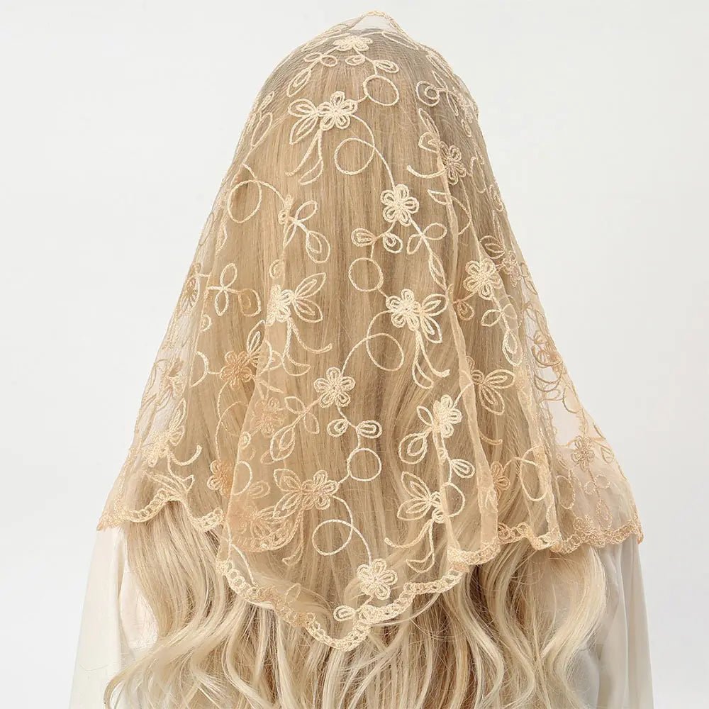 Lace Triangle Scarf - Soft Cotton - Floral Summer Style - SN Wigs & More