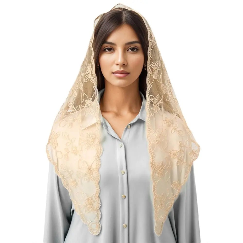 Lace Triangle Scarf - Soft Cotton - Floral Summer Style - SN Wigs & More