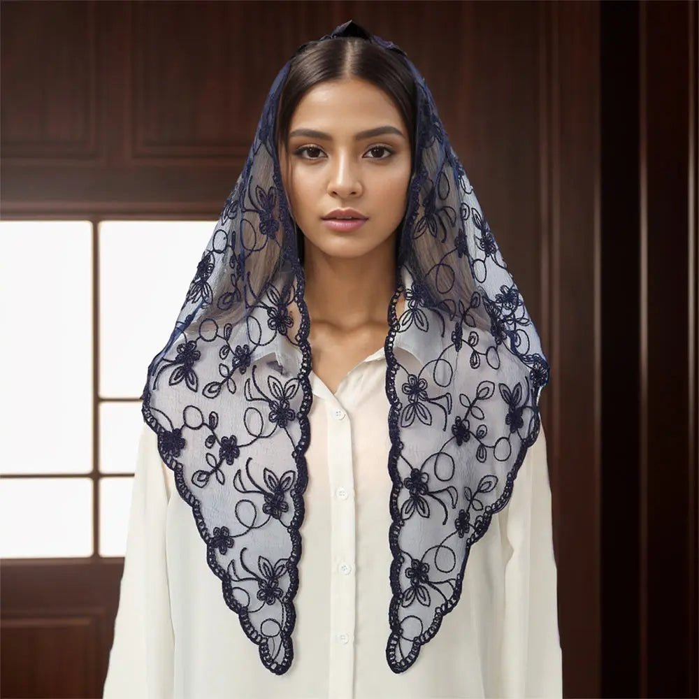 Lace Triangle Scarf - Soft Cotton - Floral Summer Style - SN Wigs & More