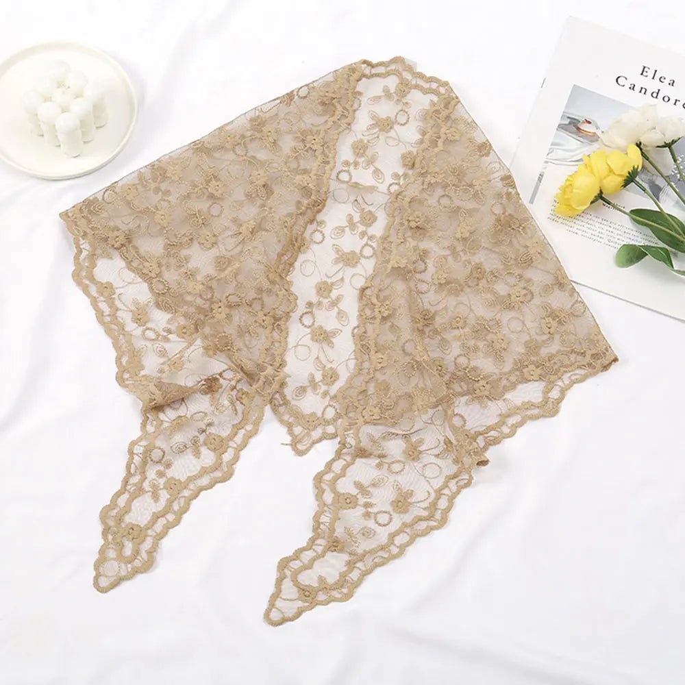 Lace Triangle Scarf - Soft Cotton - Floral Summer Style - SN Wigs & More