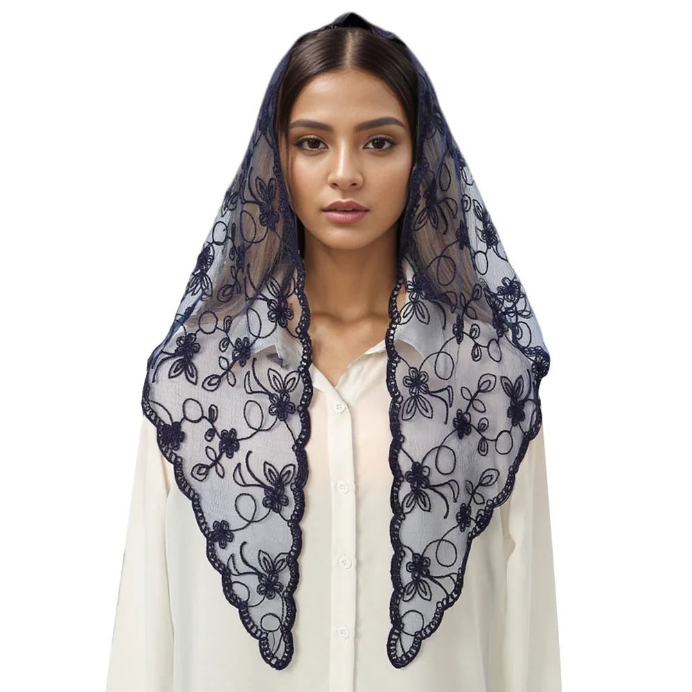 Lace Triangle Scarf - Soft Cotton - Floral Summer Style - SN Wigs & More