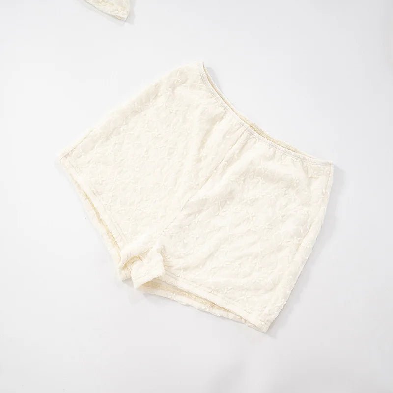 Lace Two Piece Set See - Through Long Sleeve Top And Shorts - Elegant Everyday Style - SN Wigs & More