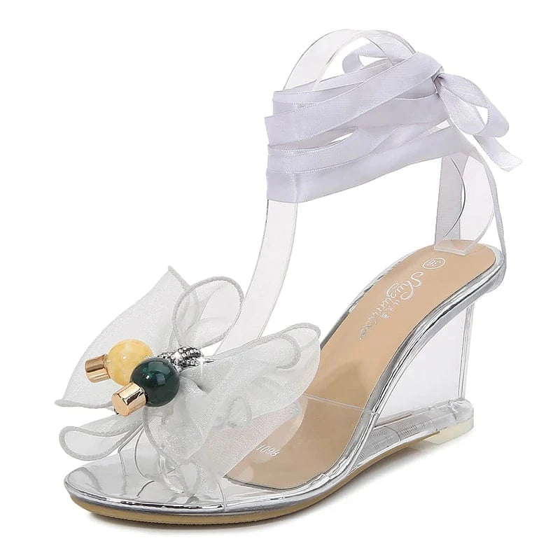 Lace up design elegant sandals for women and ladies zapatos de mujer wedges sandals for women high heels shoes for women
