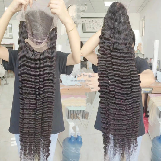 Lace Wig Women,lace Front Deep Wave Wig Brazilian Hair Transparent 13x6 Hd for Black Wholesale 40 Inch Long Swiss Lace 40inch