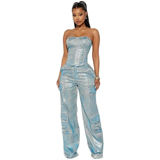 Ladies casual summer 2024 trending club y2k outfits for women cargo pants