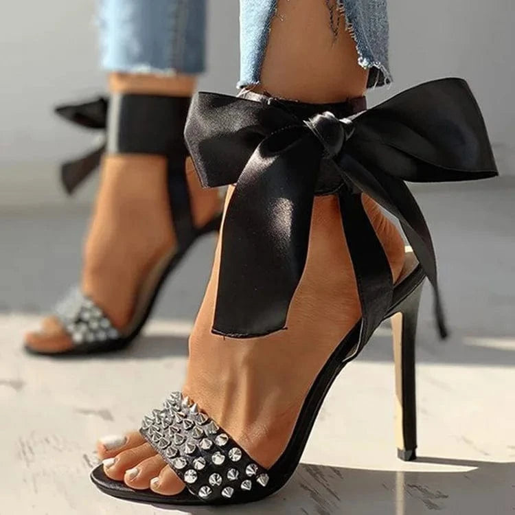 Ladies High Heels Fashion Sexy Rivet Super High Heel Open Toe Women Stiletto Sandals