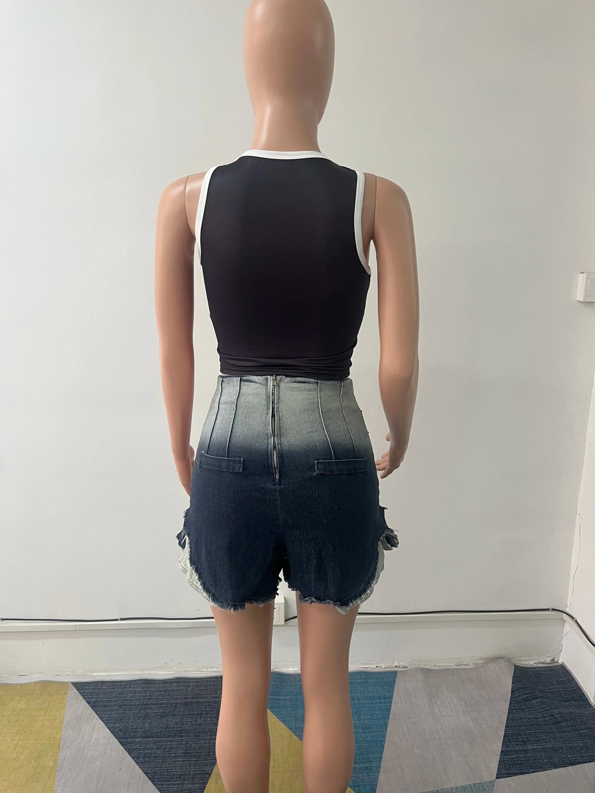 Ladies Jean Shorts for Summer High Waist Gradient Denim Hot Pants Women Tight Jeans Short Skin Tight Jean Shorts