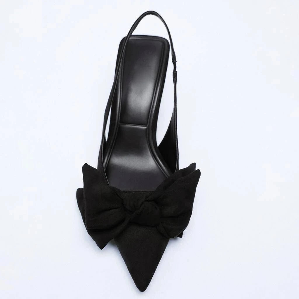 ladies luxury formal Pointed head women high heel shoes wedding bridal designer famous brands bow office stiletto heels Sandal