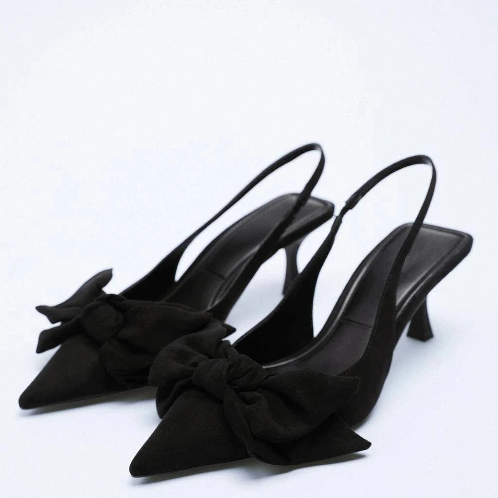 ladies luxury formal Pointed head women high heel shoes wedding bridal designer famous brands bow office stiletto heels Sandal