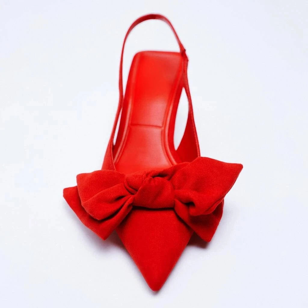 ladies luxury formal Pointed head women high heel shoes wedding bridal designer famous brands bow office stiletto heels Sandal