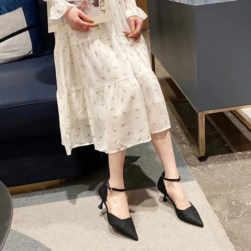 Ladies sandals INS glitter fashion stiletto girls high heels sandals ladies new fashionable sandals