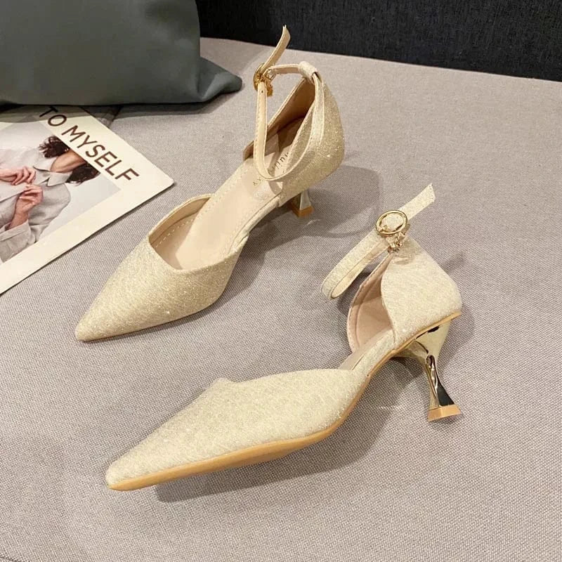 Ladies sandals INS glitter fashion stiletto girls high heels sandals ladies new fashionable sandals