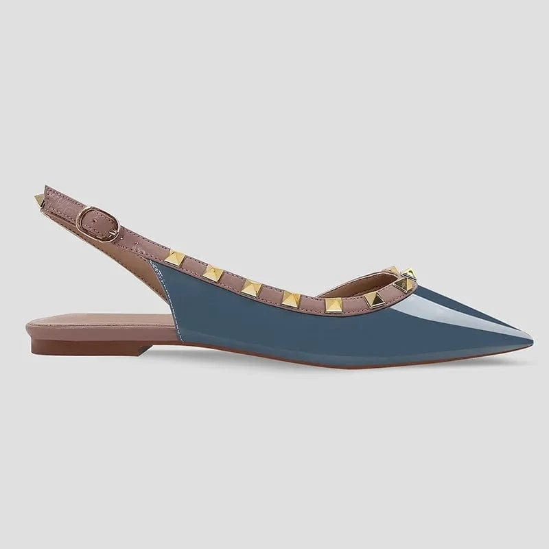 Ladies Sexy Outside Black Slingbacks Flat Sandals Hollow Out Buckle Wrap-toe Low Heels for Women