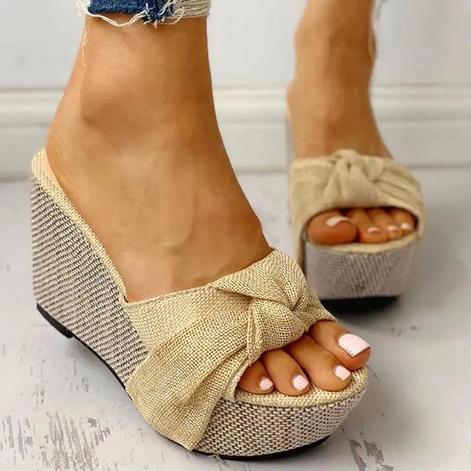 Ladies Shoes Summer Peep Toe Fringe Hem High Heel Wedge Heeled Slippers Bling Platform Slides Holidays Casual Outdoor Sandals