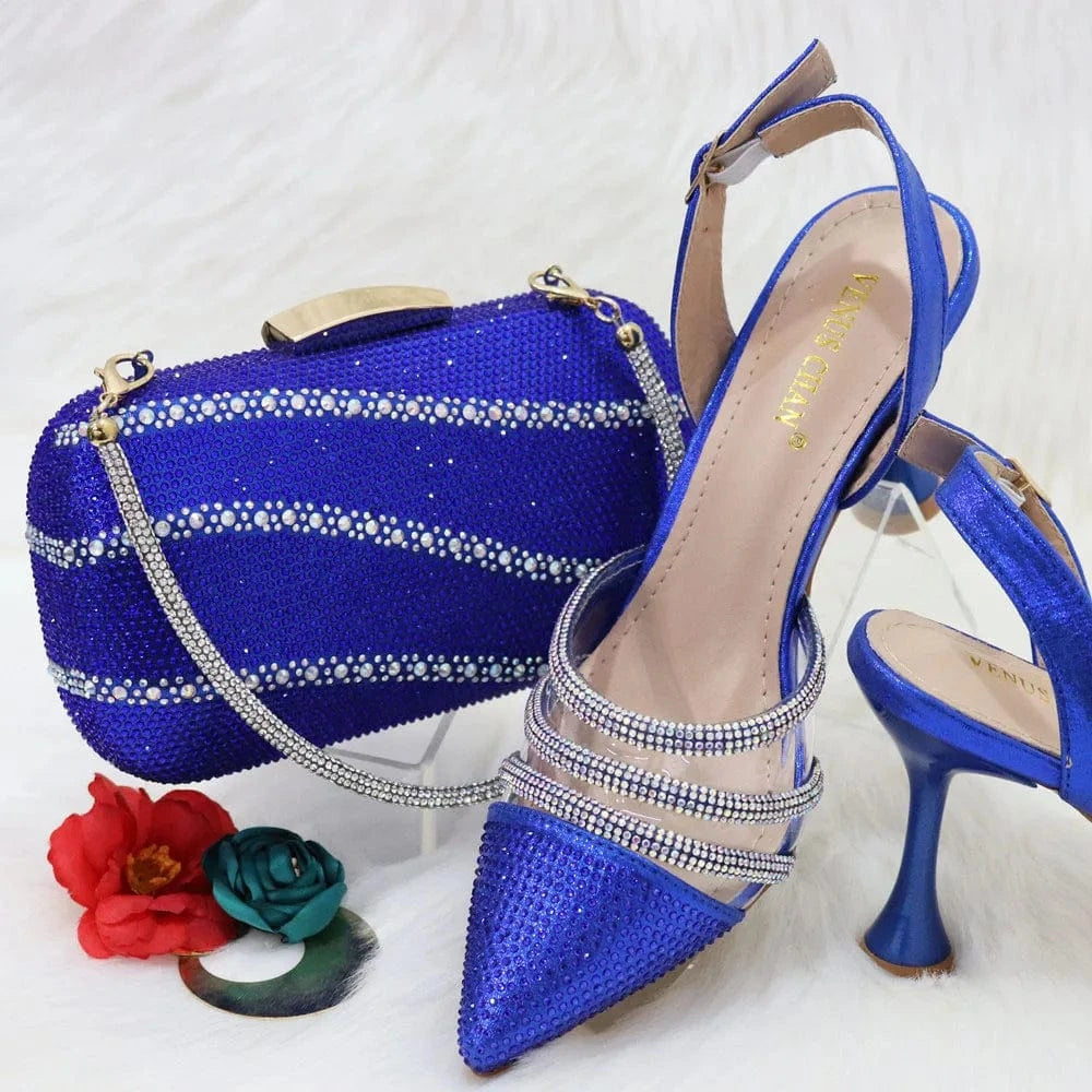 ladies shoes wholesale ladies high heel shoes and full of diamond bag set 2025