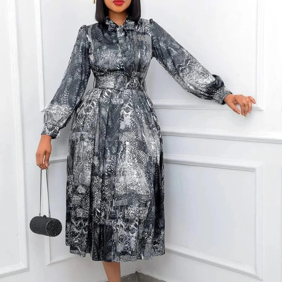 ladies wear woman fall sundress long sleeve modest causal elegant new model plus size midi shirt floral casual dresses for women