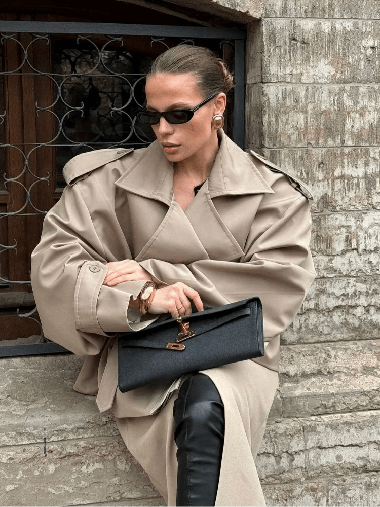Lapel Lace Up Jacket With Long Sleeves Autumn Daily Commute Style - SN Wigs & More