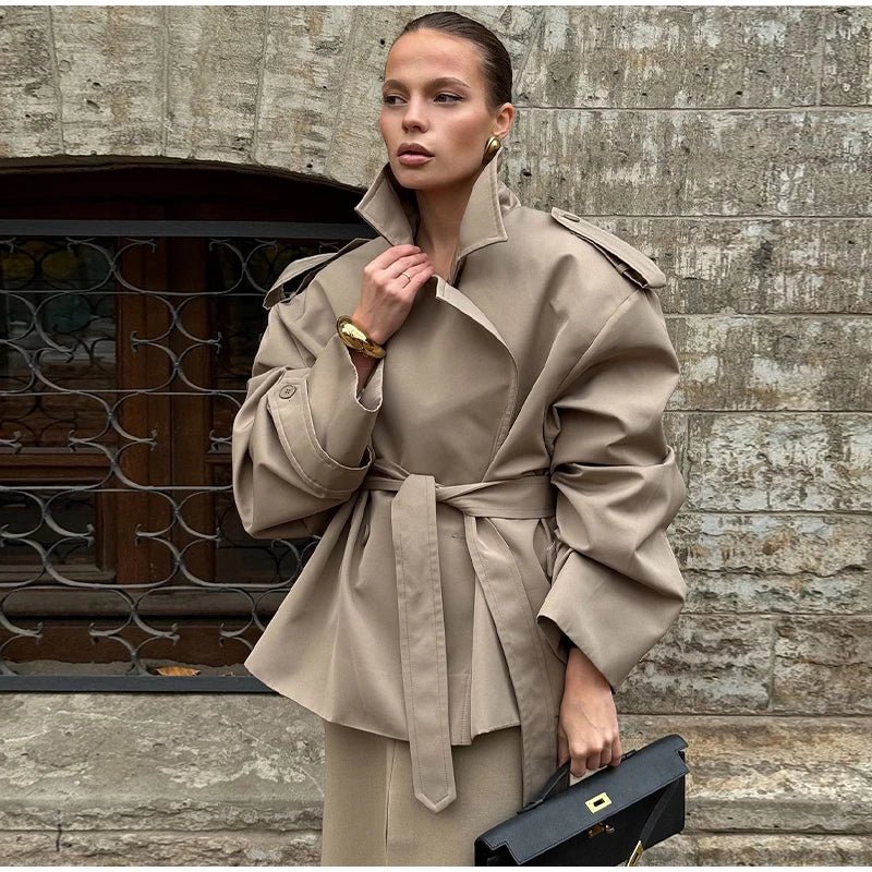 Lapel Lace Up Jacket With Long Sleeves Autumn Daily Commute Style - SN Wigs & More