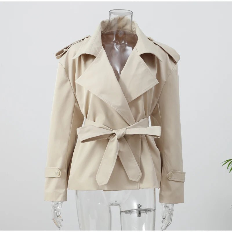 Lapel Lace Up Jacket With Long Sleeves Autumn Daily Commute Style - SN Wigs & More