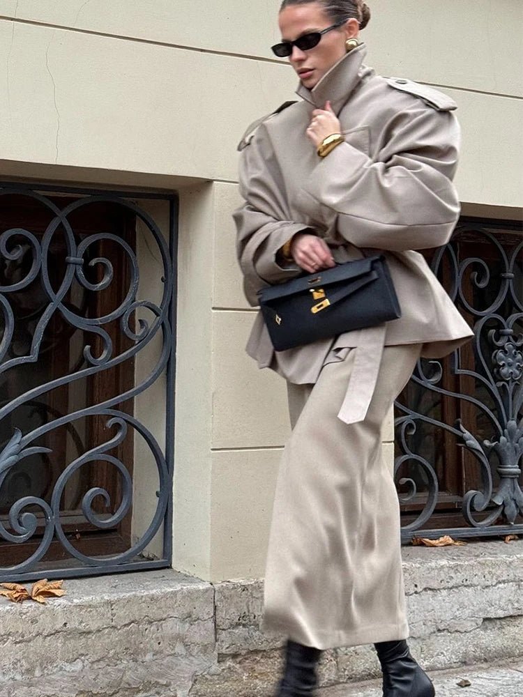Lapel Lace Up Jacket With Long Sleeves Autumn Daily Commute Style - SN Wigs & More