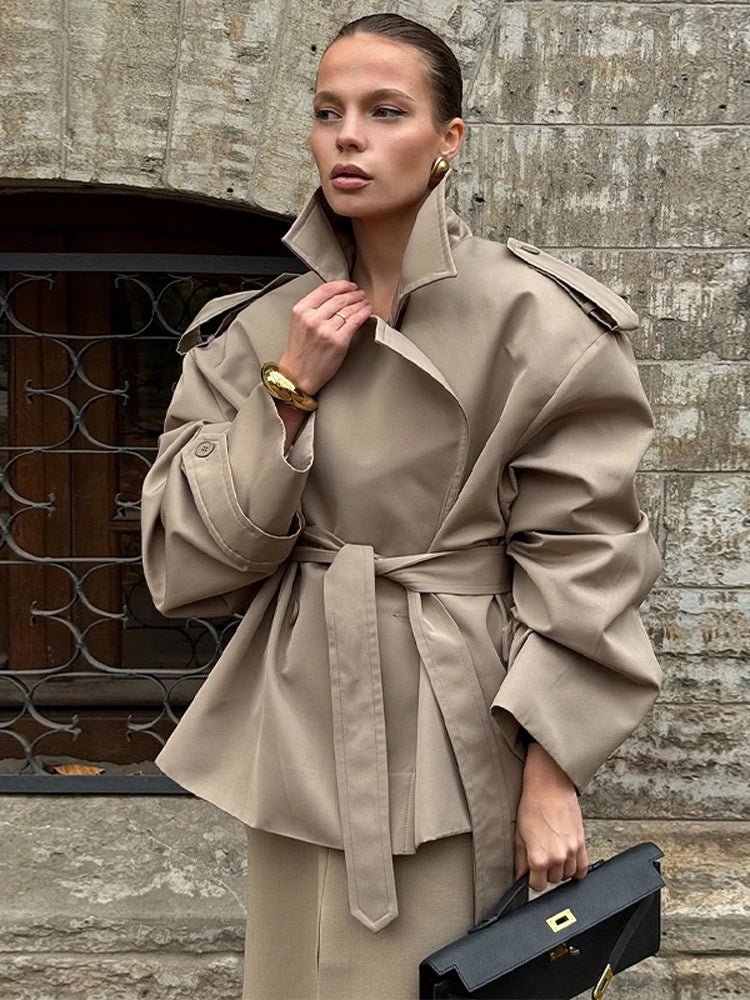 Lapel Lace Up Jacket With Long Sleeves Autumn Daily Commute Style - SN Wigs & More