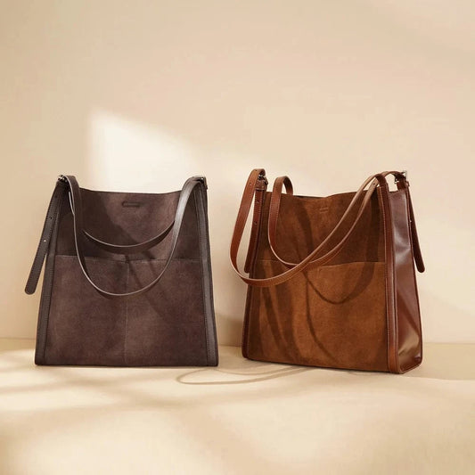 Large Capacity Tote Bag Luxury Handbags Women Bags Designer Suede Leather Ladies Boston Shoulder Bag