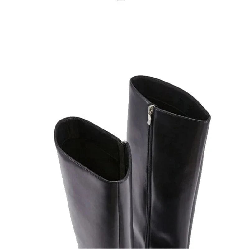 Large Size 45 Thin High Heel Pointed Toe Overlay Boot Shoes Stiletto Pants Boots Women's Folded Over Knee High Booties