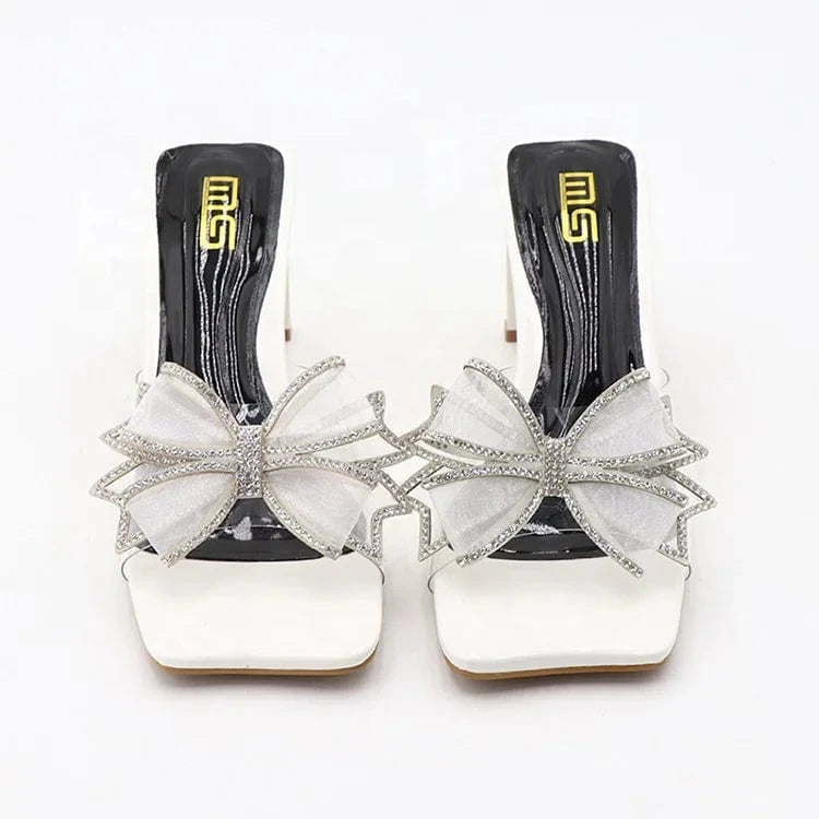 Large Size Heeled Sandals New Design For Ladies Slip On Chunky Heels Square Toe Solid Color Women High Heel Shoes