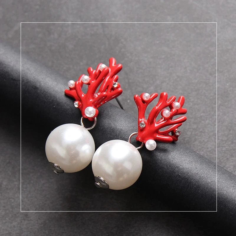 Lateefah OEM Drop Shipping Colorful Coral Shape Gold Pearl Statement Earrings Jewelry Women
