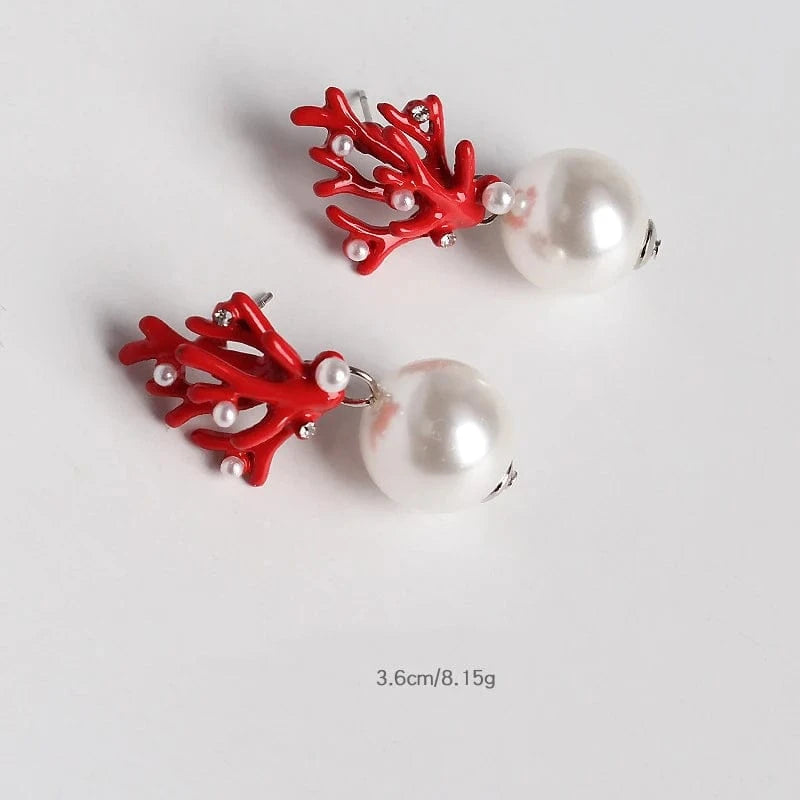 Lateefah OEM Drop Shipping Colorful Coral Shape Gold Pearl Statement Earrings Jewelry Women